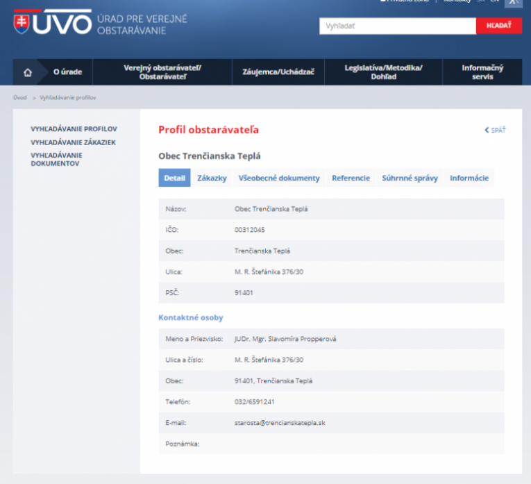 Profil verejného obstarávateľa